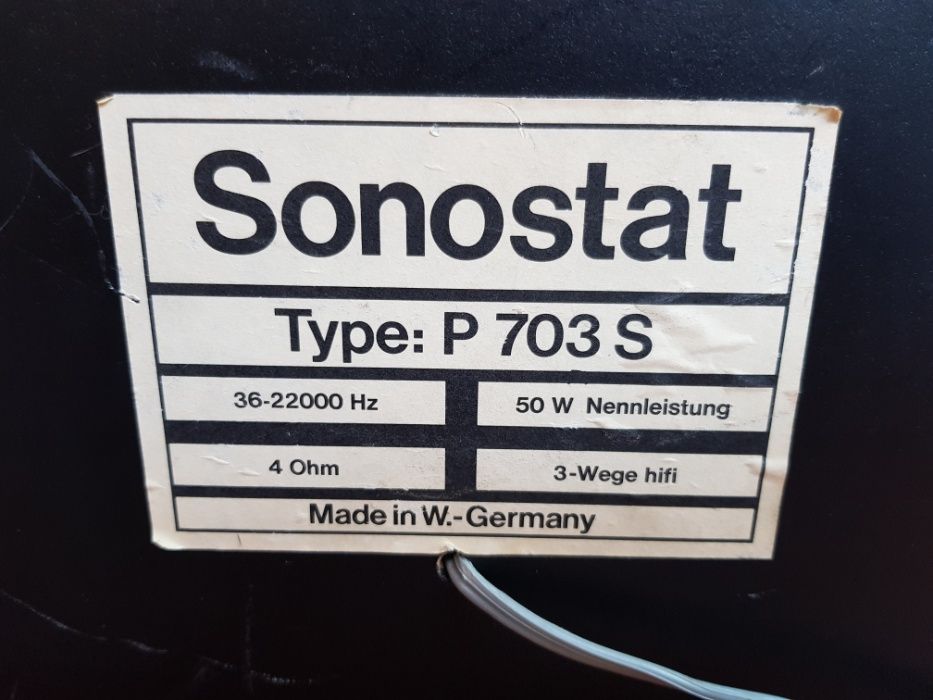 Boxe vintage Sonostat P703S / 50W RMS / 3 cai / 4 ohm