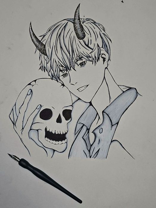 Desenez orce personaj anime/manga în creion sau cerneală neagră