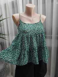 Top cu bretele marca HM model flori verde cu alb