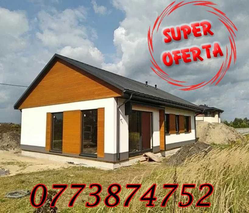 Case modulare pe structura metalica, cabane tip A din lemn tratat