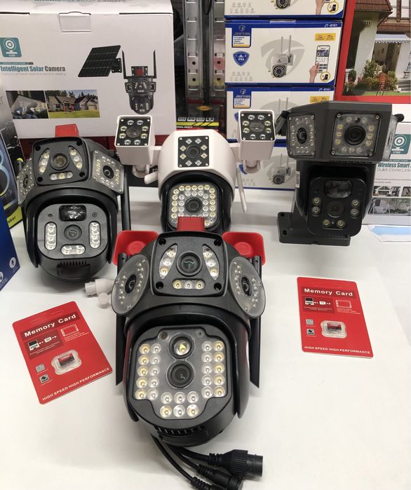 4x Camera Smart AI Color Video Supraveghere 2k 28Led Long IR Sd-64Gb