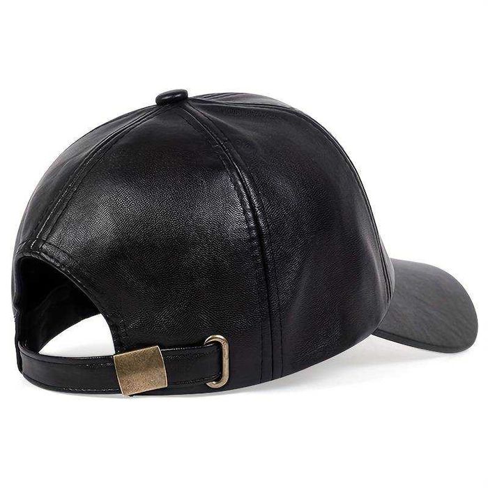 Sapca neagra de baseball din piele PU britanică dama bărbați reglabila