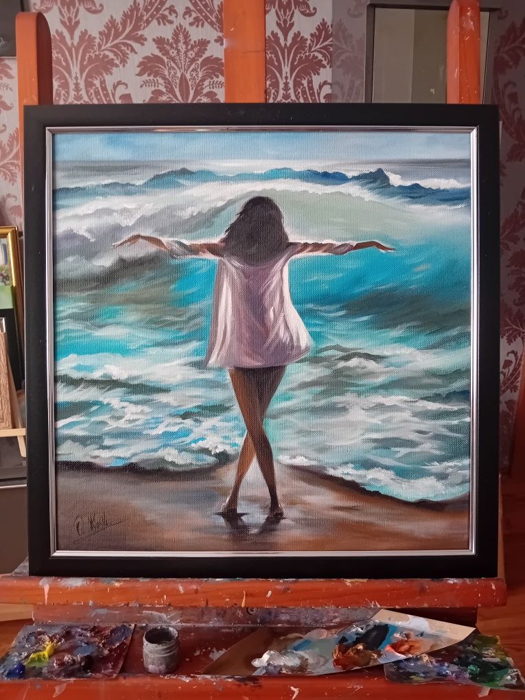 Картина " Моё море" 44х44. масло