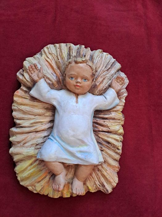 Pruncul Isus bazorelief statueta din teracota 47/37 cm