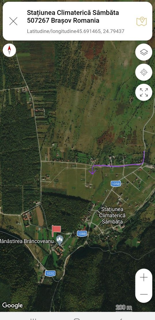 Vând 1000mp teren intravilan lângă Mănăstirea Sâmbăta de Sus