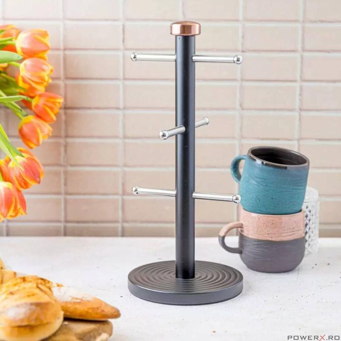 Suport pentru 6 pahare, cesti, negru, Klausberg