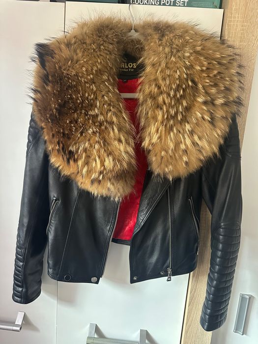 Кожено яке с естествен косъм