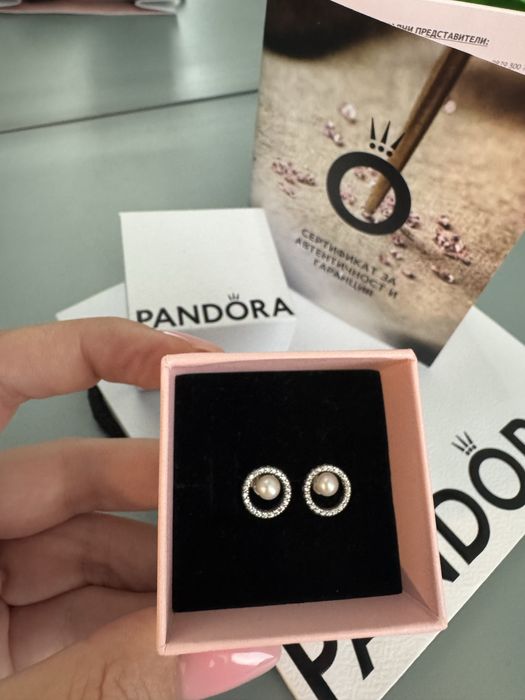 Обеци Pandora Перла на късмета