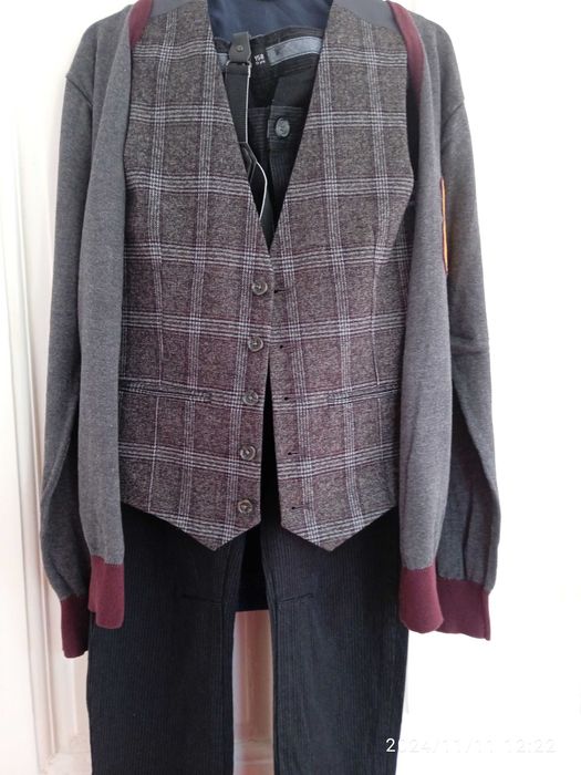 Панталон Нов С тиранти, черно с райе, момче 13г, 158см., Нов, 100% пам