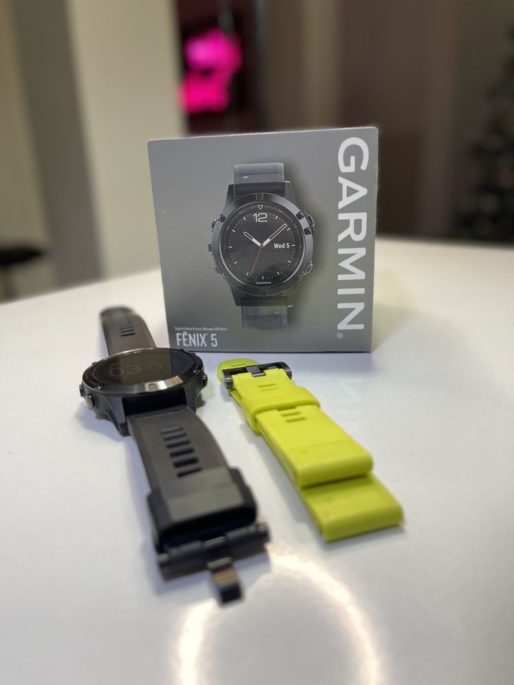 Умные мужские спортивные часы Garmin Fenix 5 Sapphire Edition 47 мм
