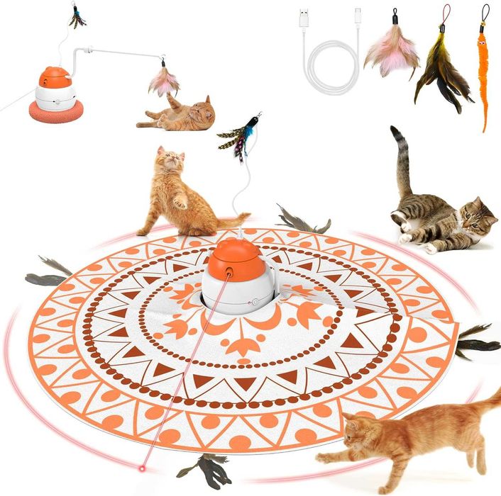 IOKHEIRA 4 в 1 Интерактивна играчка с пера за котки