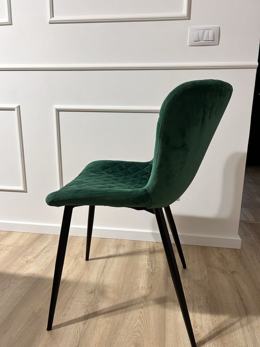Scaune de living elegante, catifea verde smarald – set de 6 bucăți