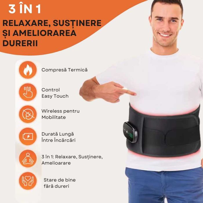 Centura Lombara de Sustinere cu Masaj si Incalzire Infrarosie