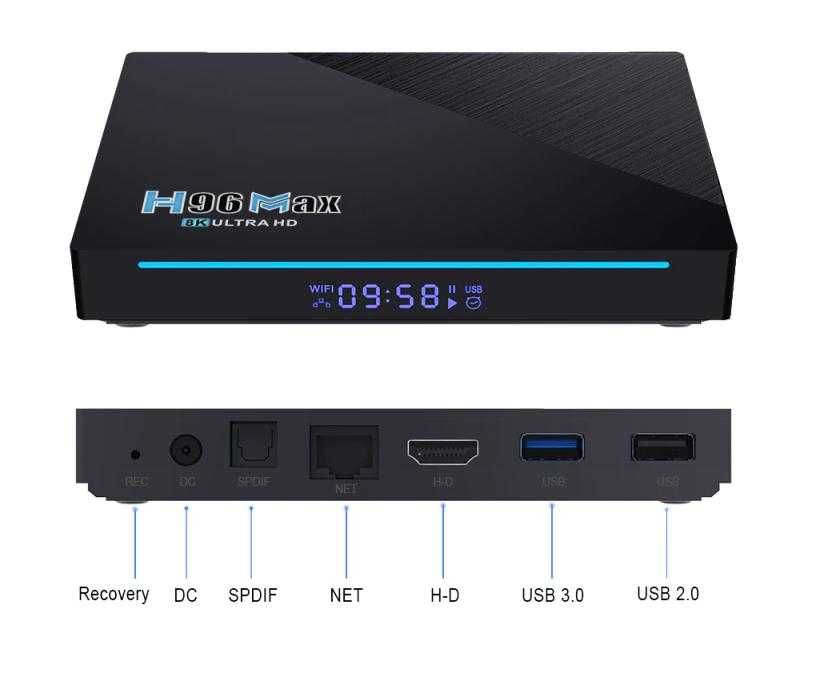 Blu-Ray H96MAX 3D 8K H.265 Mali G52 RK3566 4GB Android 11 HDR10 TV BOX