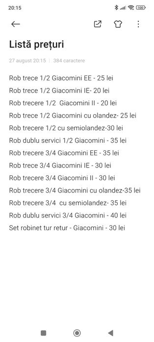 Robineți  Giacomini   1/2   3/4   1"