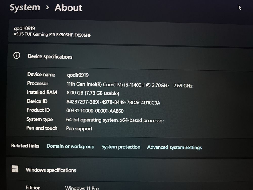 Asus Tuf gaming F15 FX506HF