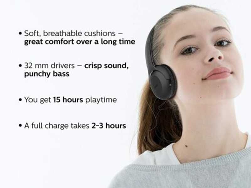 НОВИ! Безжични слушалки с микрофон Philips TAUH202 черни