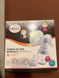 Pompa san Minut Baby manuala cu biberon si tetina BPA free