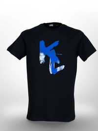 АВТЕНТИЧНА Karl Lagerfeld Черна Тениска СИНЯ ГУМЕНА щампа - S L XL XXL