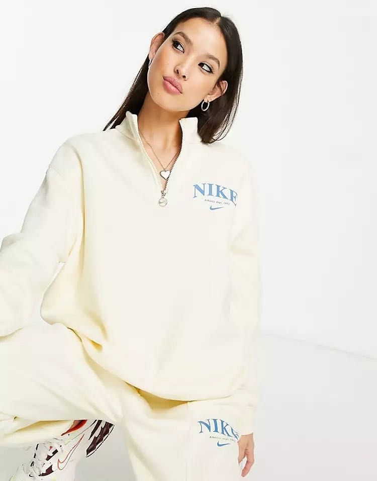 Дамски екип : Nike Essential Retro Fleece Quarter Zip Tracksuit XS