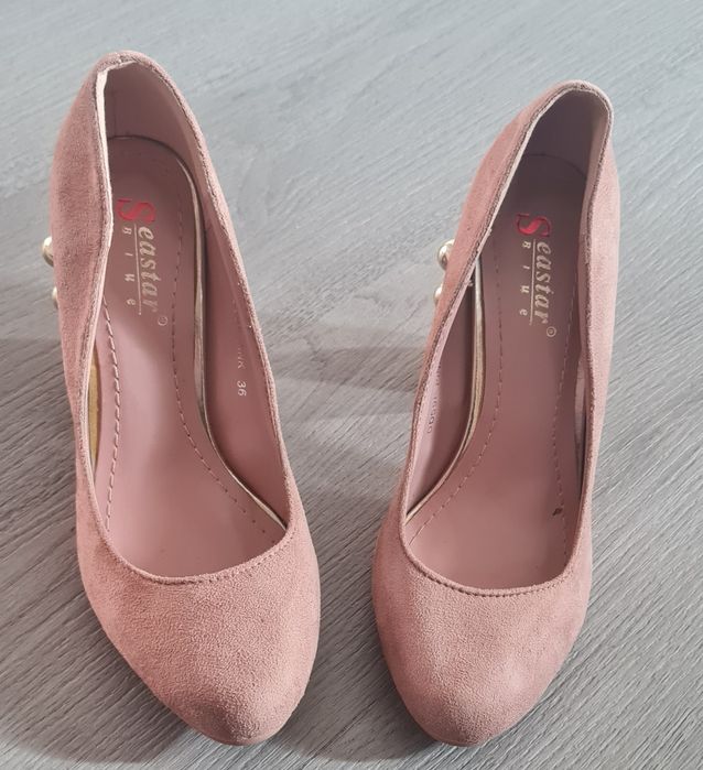 Pantofi toc gros nude 36