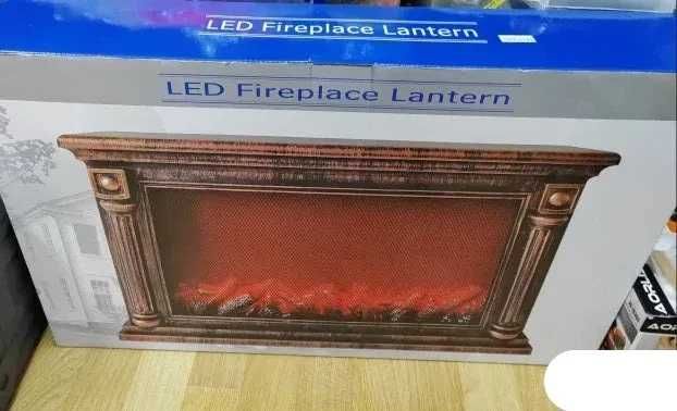 Декоративна камина с LED осветление, истински пламък, 63x22x12 см