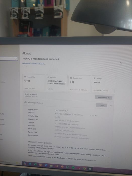 Placa de baza, procesor, rami