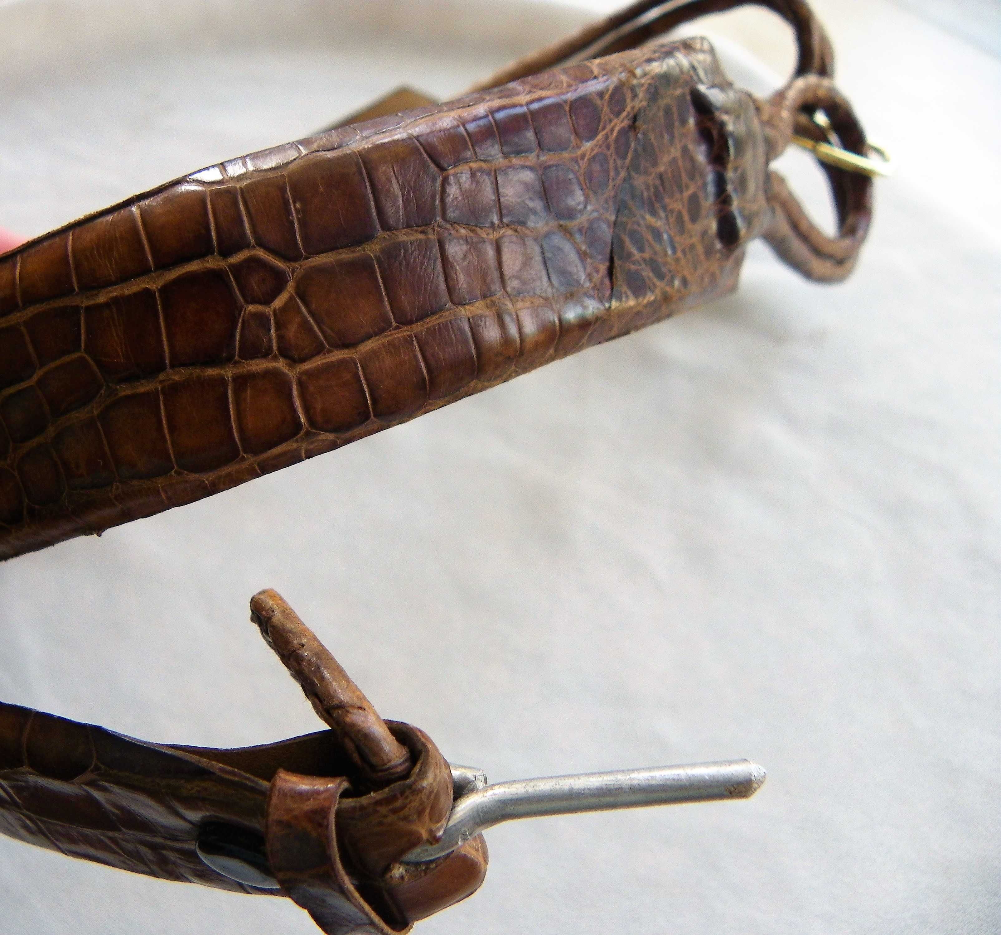 Дамски колан от естествена крокодилска кожа