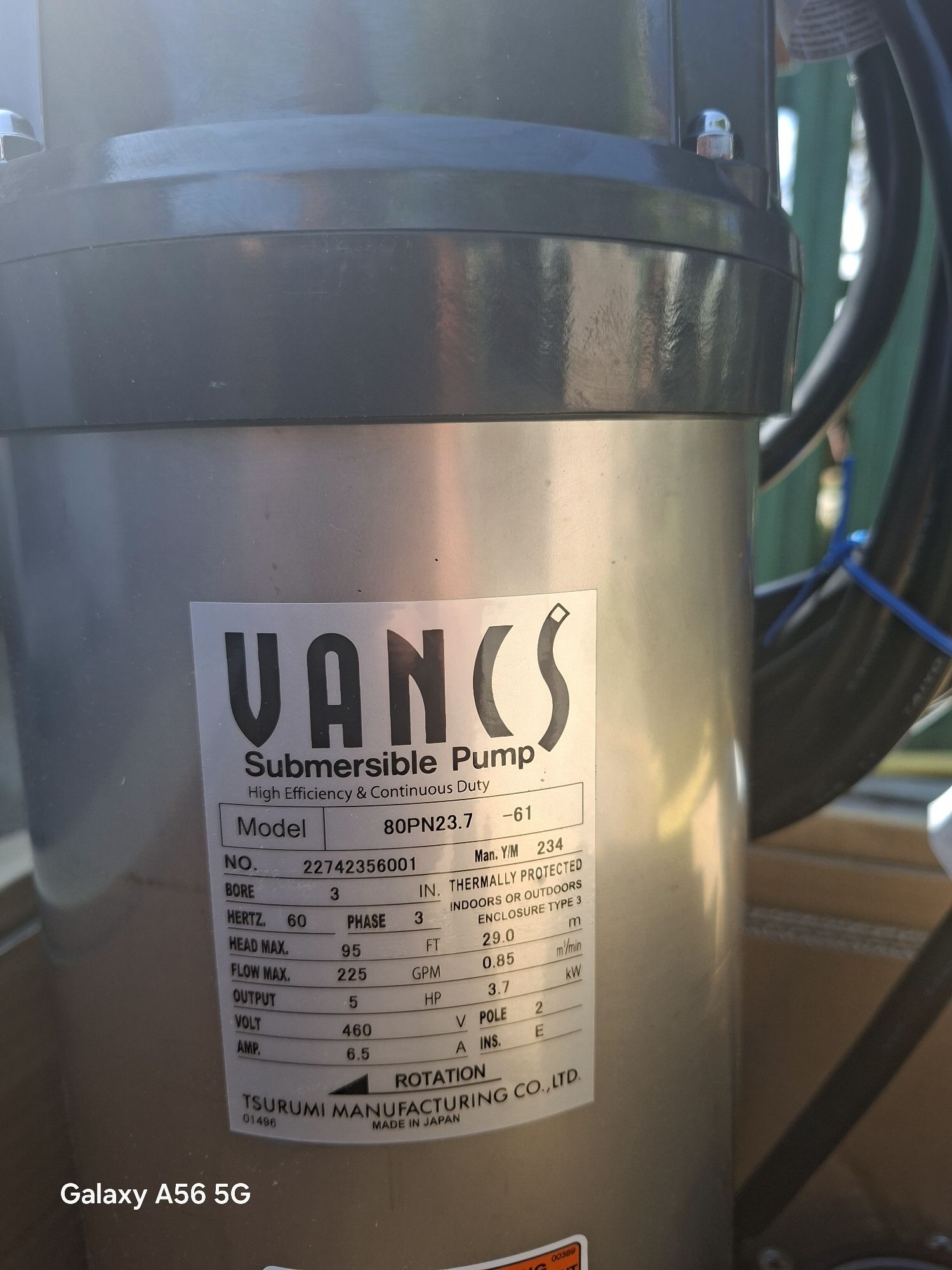 Продавам потопяема помпа Tsurumi VANCS 80PN23.7 – Чисто нова