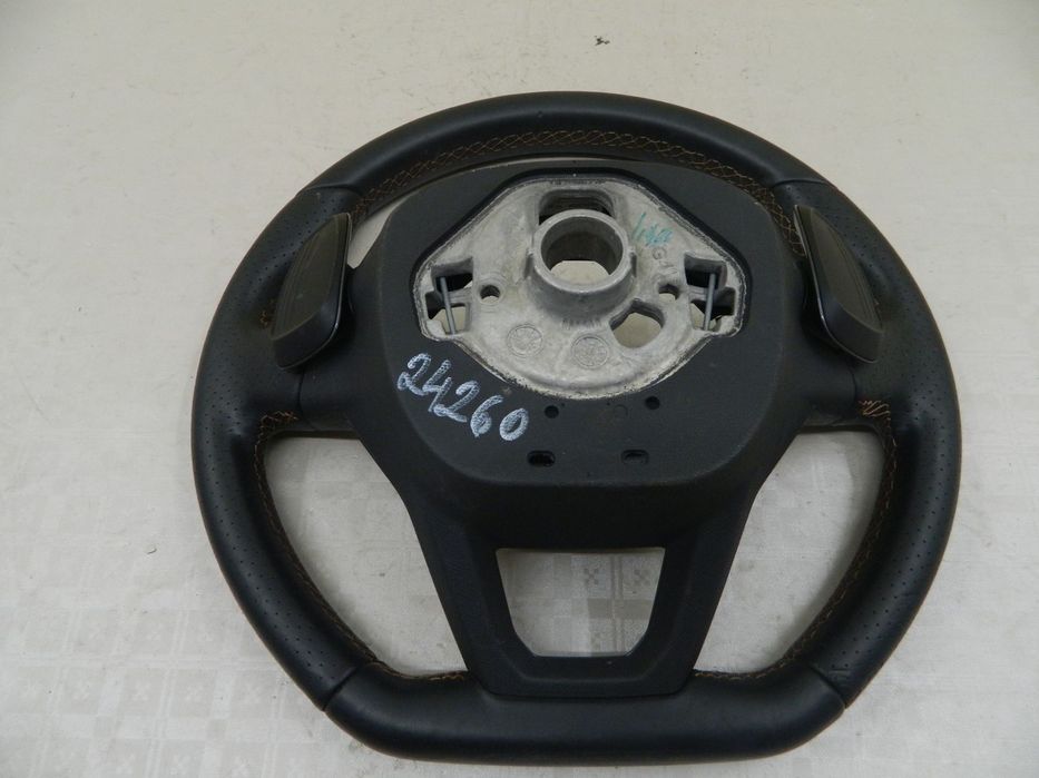 Volan piele Seat Leon Cupra, 2021, 2022, 2023, cod origine 5FA419091FS. Cu comenzi si padele.