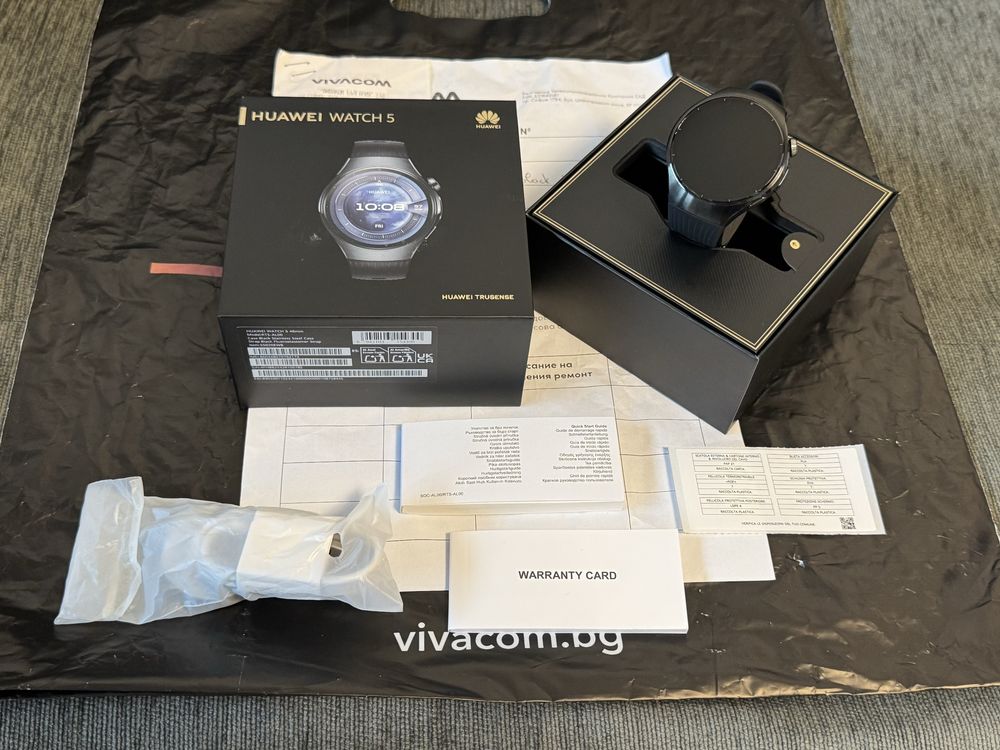 КАТО НОВ 46mm Huawei Watch 5 Гаранция Vivacom до 2027 г. Black