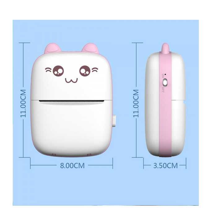 Мини принтер за деца, Bluetooth, USB зареждане, Бял