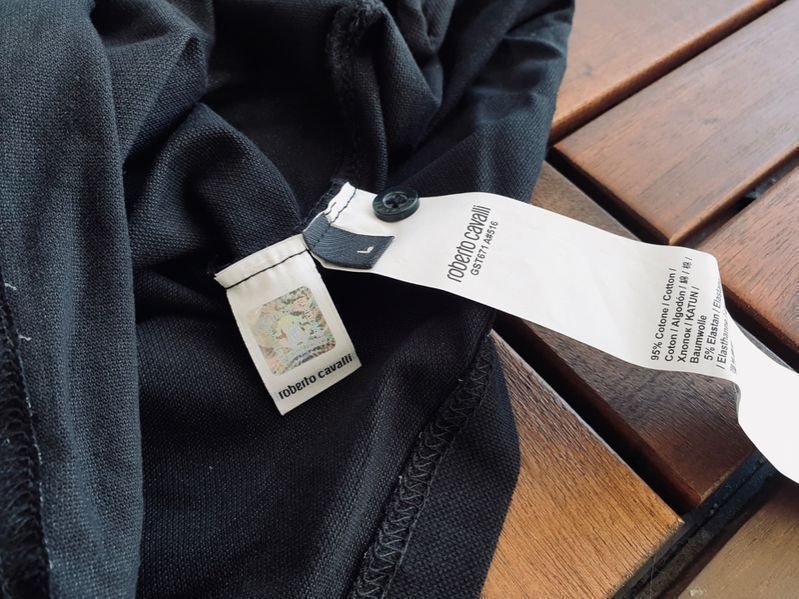 ПРОМО Roberto Cavalli-XL и XXL-Оригинална мъжка черна  тениска с яка