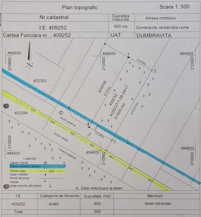 600mp intravilan peste drum de Padurea Verde, Dumbravita, Timis