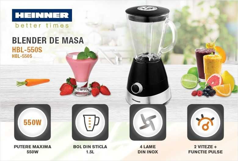 Blender Heinner 550 W (bol de sticla)