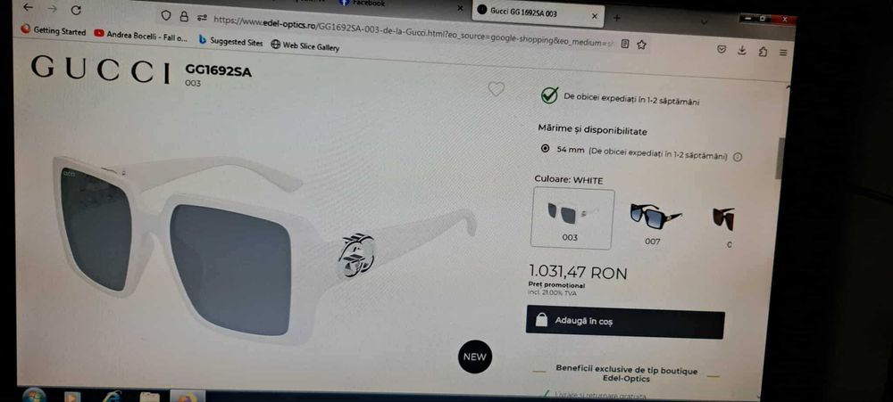 Ochelarii soare pt Dama Gucci Italia produs nou cu eticheta