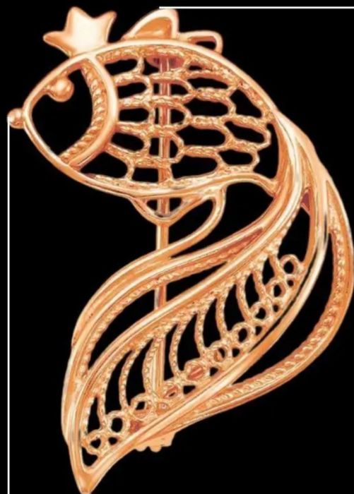 Брошь рыбка золотая 4 см позолоченная