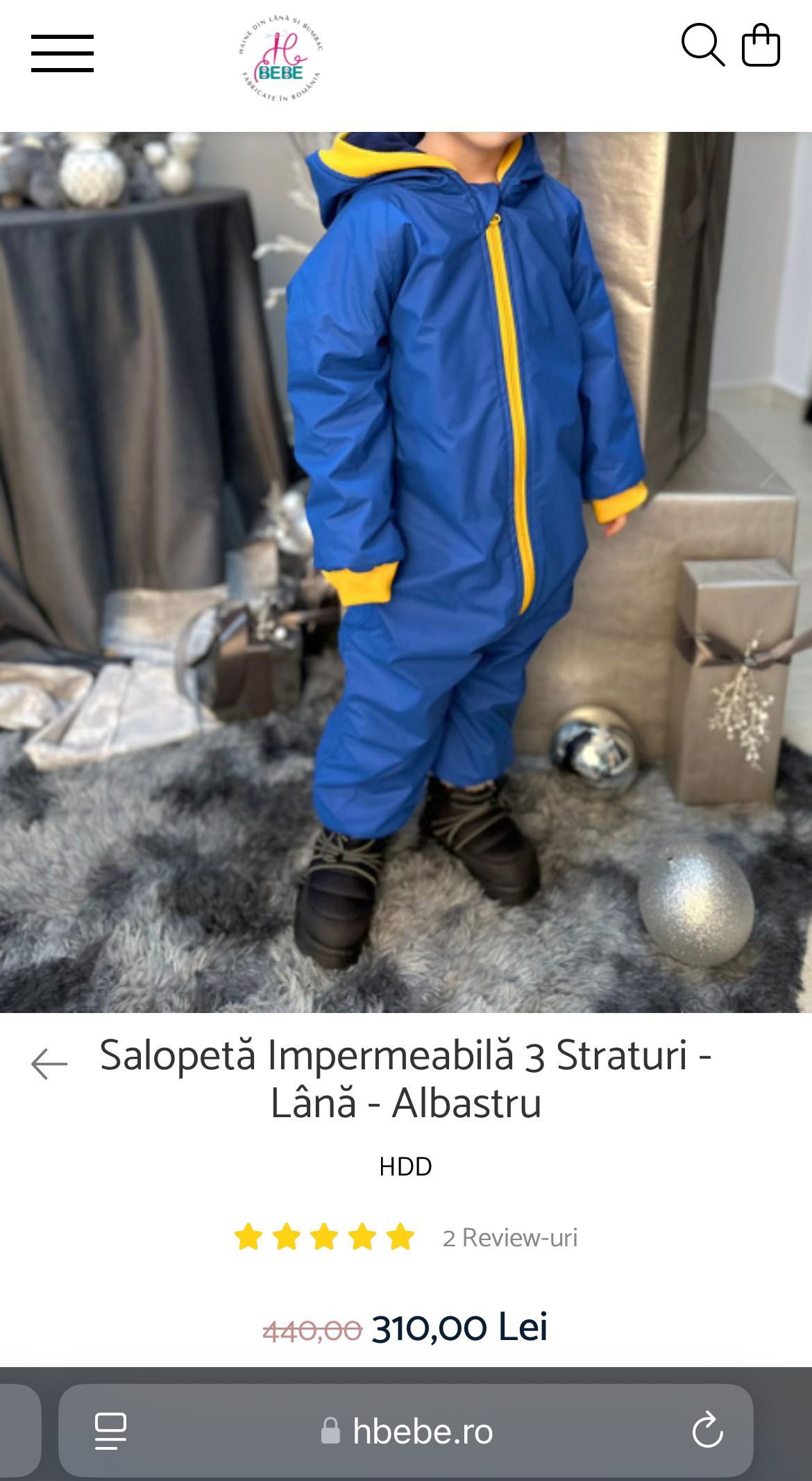 Salopeta impermeabila HBebe 3 straturi 12-24 luni