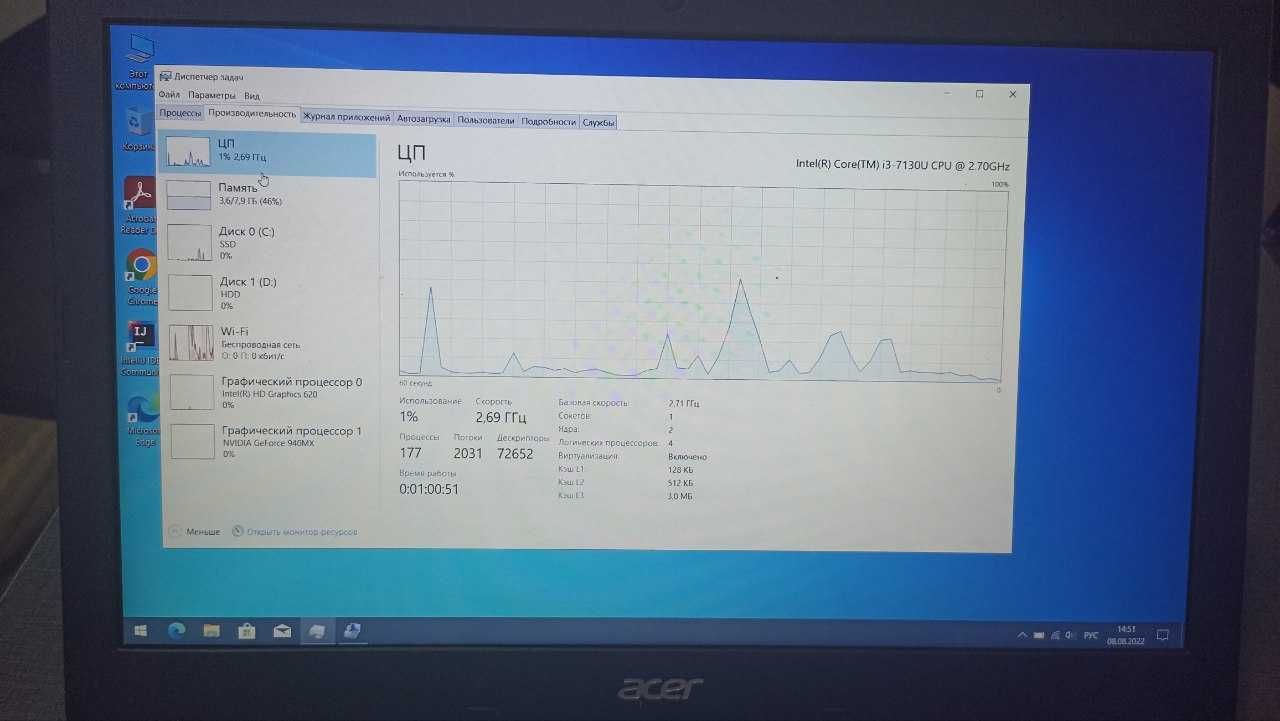 KUCHAYTIRILGAN, Qulay ACER Core i3  7-avlod