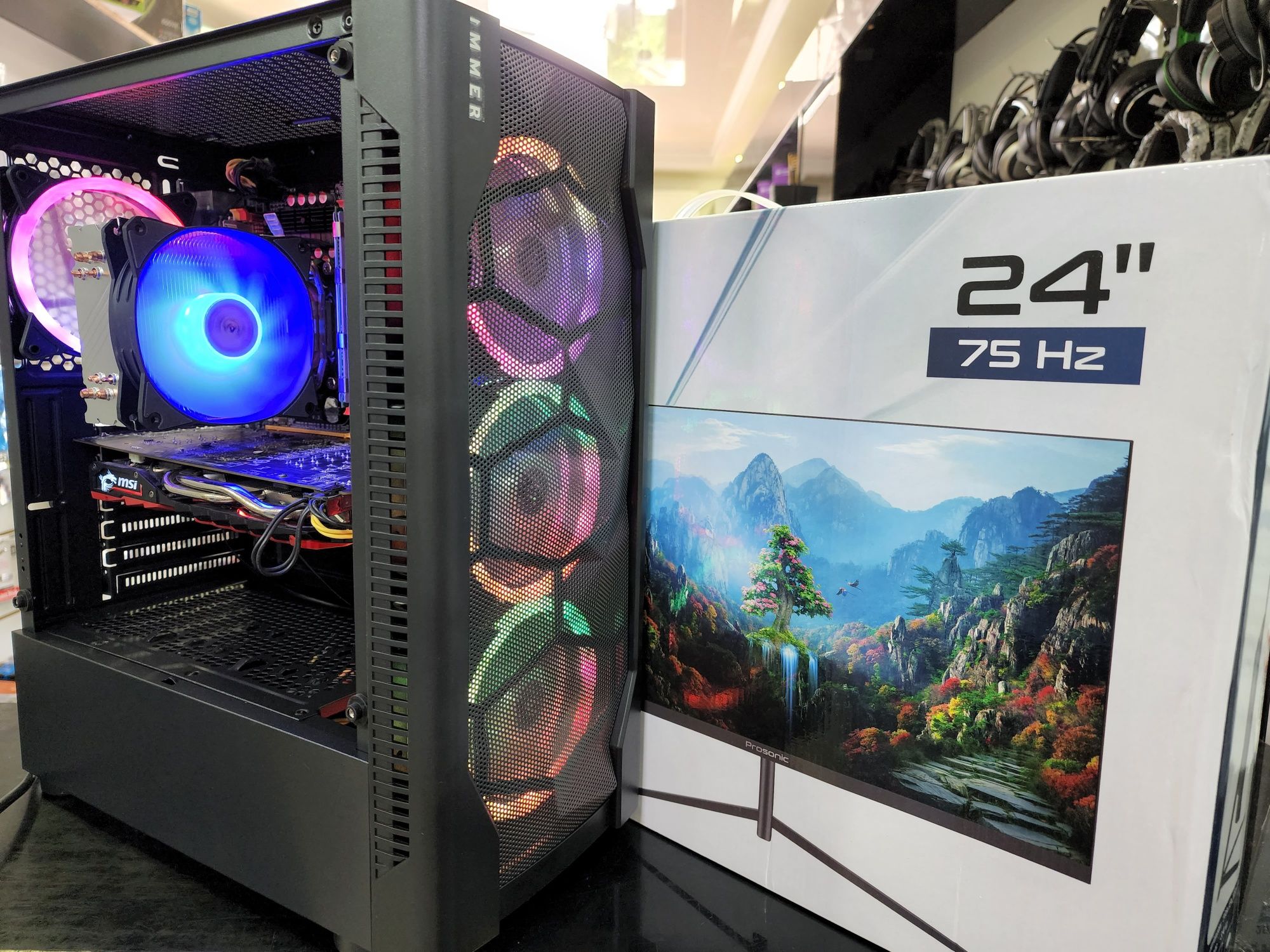 ДеШево! Игровой компьютер 10 ядер 20 поток (i7 7700k) с Монитором 27'