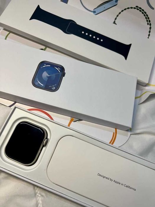 Apple Watch 9 silver, 45mm, GPS, EKG - full box - factura -IMPECABIL