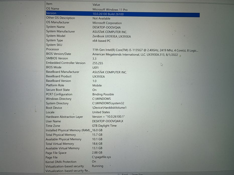 Vand laptop ASUS ZenBook S UX393EA