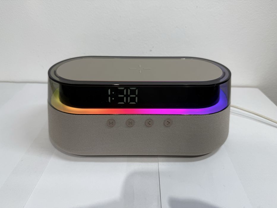 Ceas alarmă digital EZVALO 6în1,radio încărcare 15W,boxa Bluetooth,RGB
