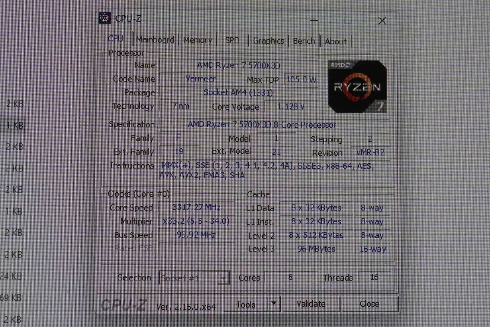 Процесор AMD Ryzen 7 5700X3D 8c 16t / Вкл.ДДС