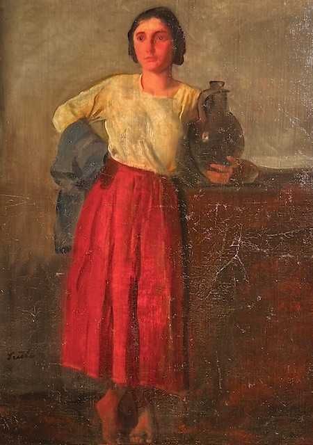 DE COLECTIE! Tablou VECHI ~Fata cu ulcior~Szüle Péter (1886-1944)