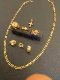 Златни пръстени ланче обеци 14k 585 gold zlato zlatni zlatna obeci