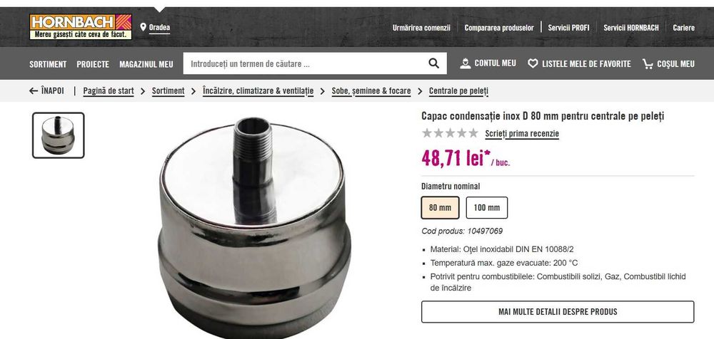 Teu + capac condenzatie de 80 pentru centrala pe peleti
