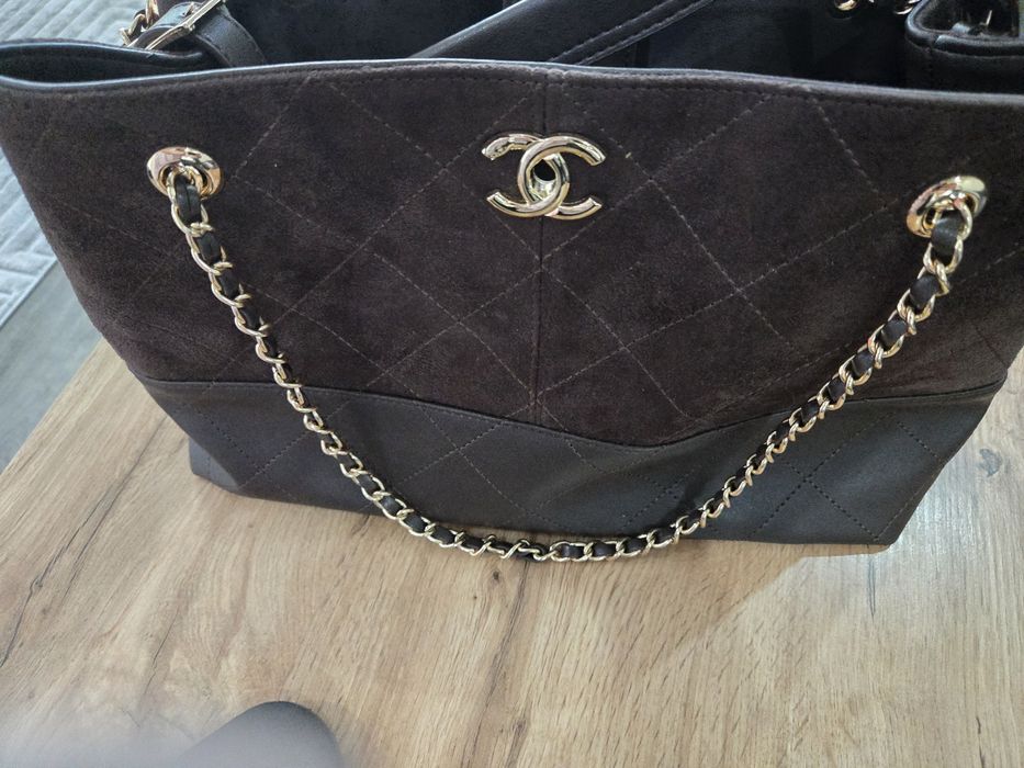 Чанта кожа и велур