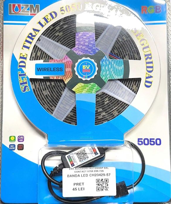 Banda led RGB Auto casa cu aplicatie pe telefon alimentare USB