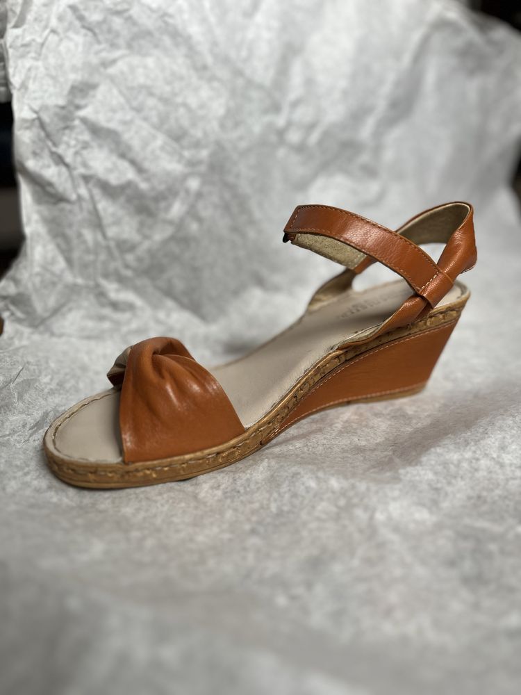 Sandale piele naturala, wedges, 38